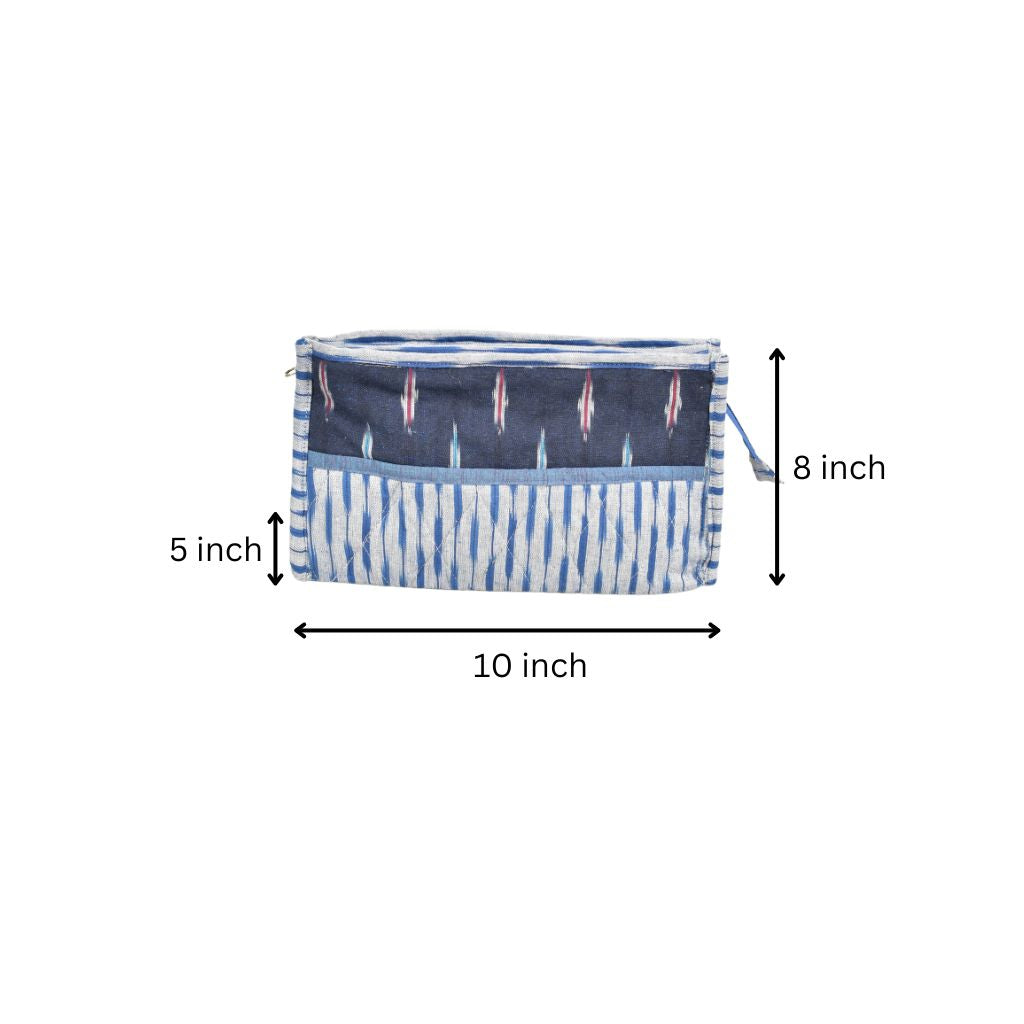Blue ikat toiletry pouch  - dimensions