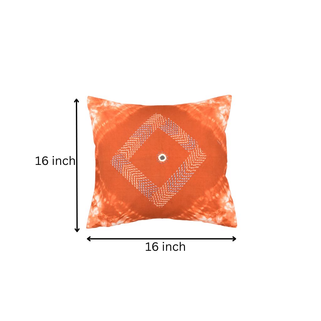 Brown Tie Dye Cushion Cover in Diamond Design