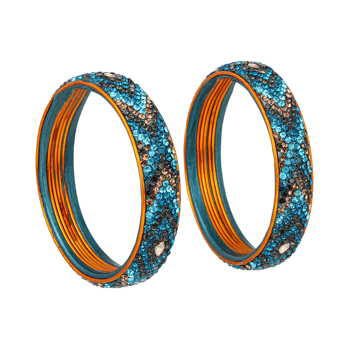 Pair of broad Lac Bangles in Blue and Black tones