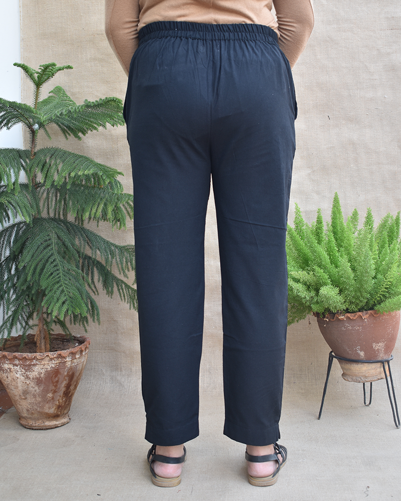 Black mangalgiri cotton pant - back