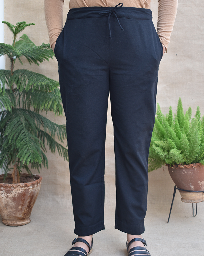 Black women cotton pant - front