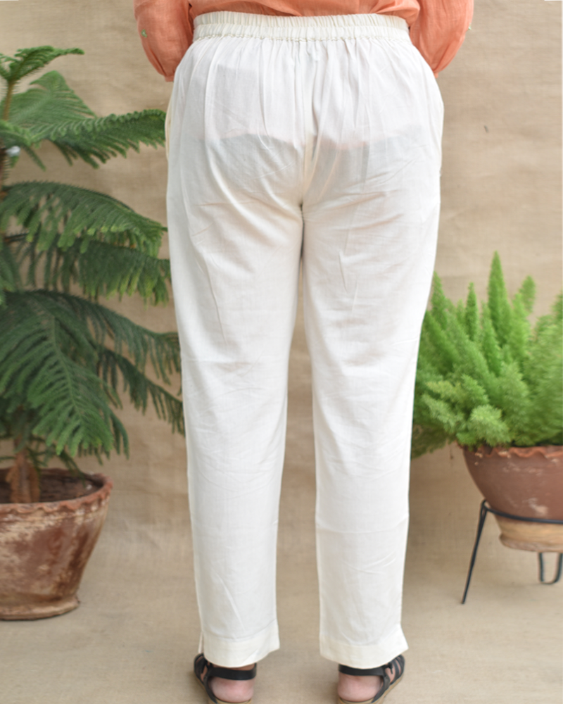 Off-White cotton pant for women - back