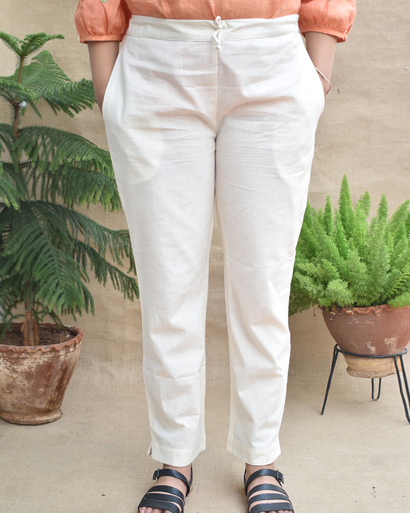Off-White cotton pant for women - front