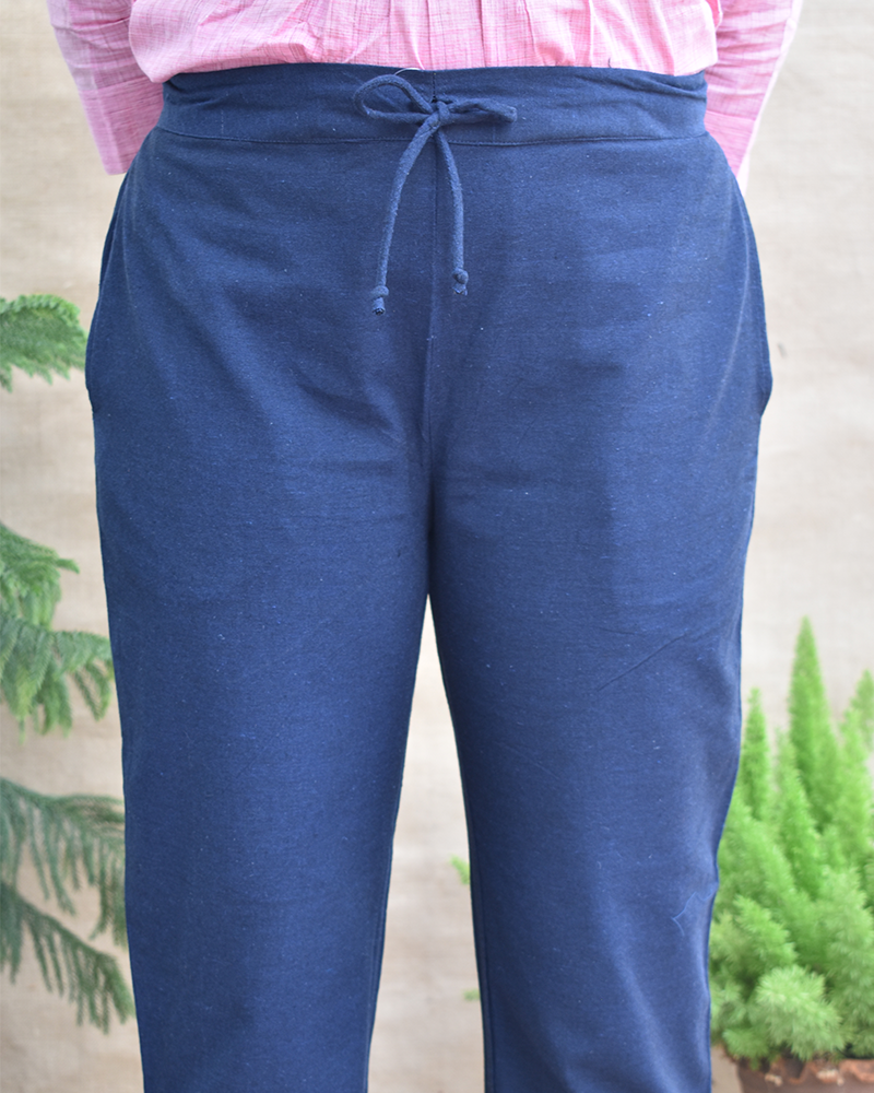 Blue cotton women pant - waist