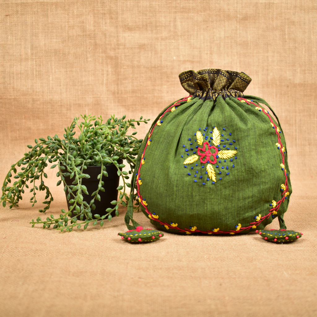 Handloom Cotton Embroidered Potli bags - gift set