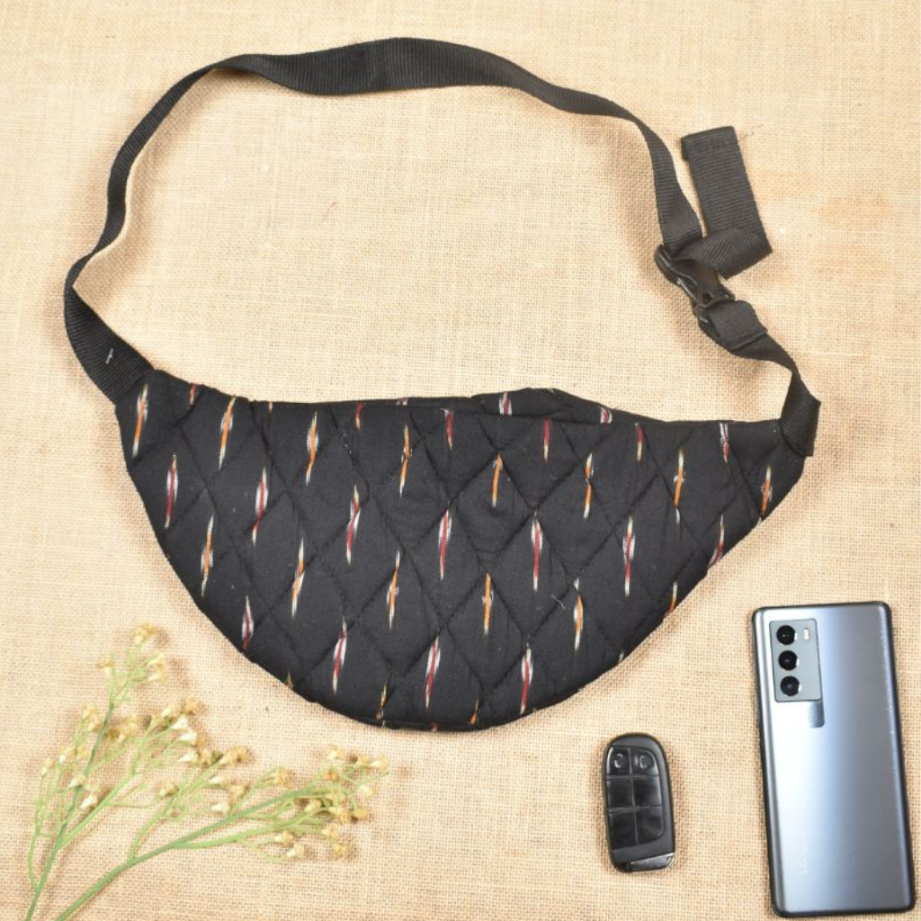 Black ikat funny bag - back