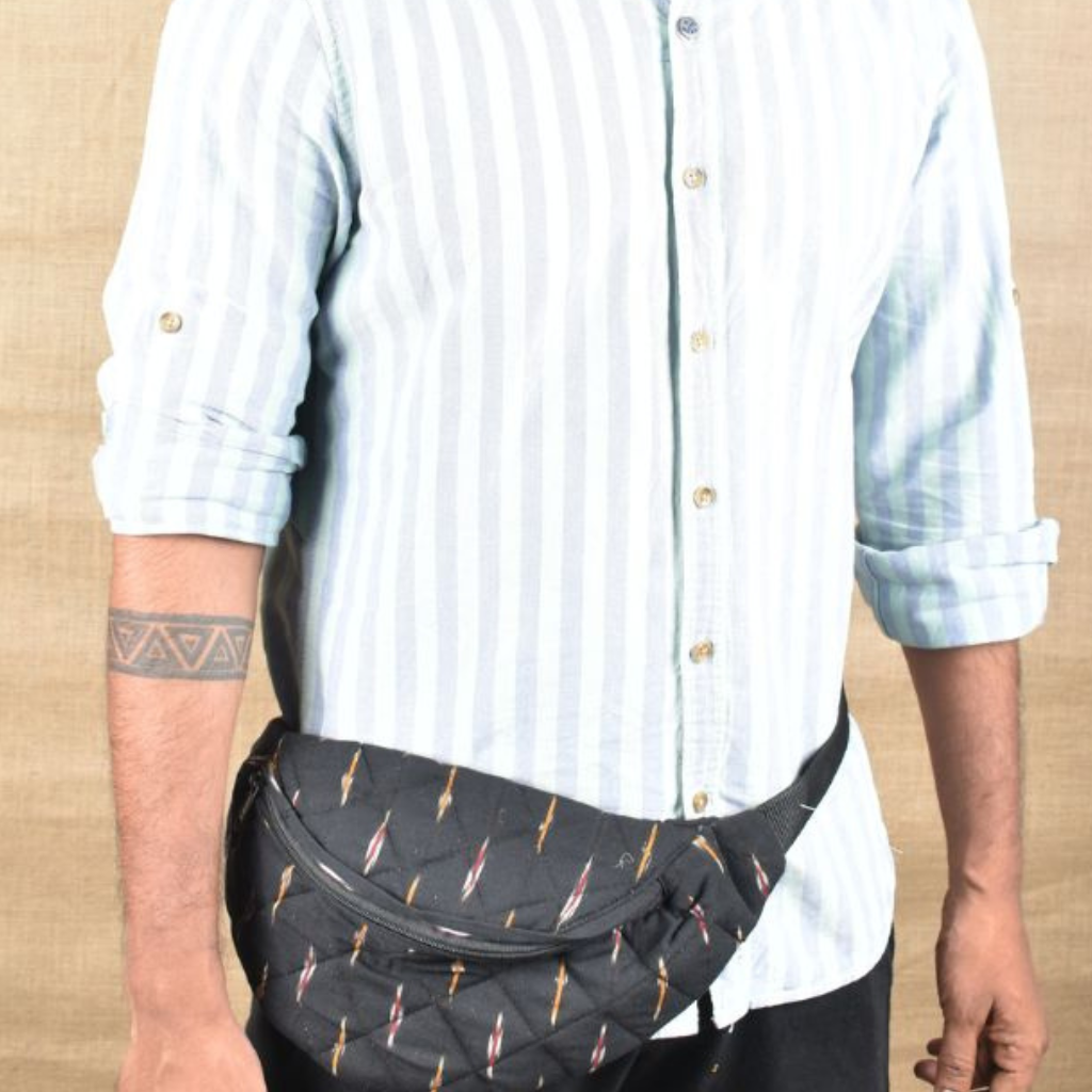 Black ikat funny bag