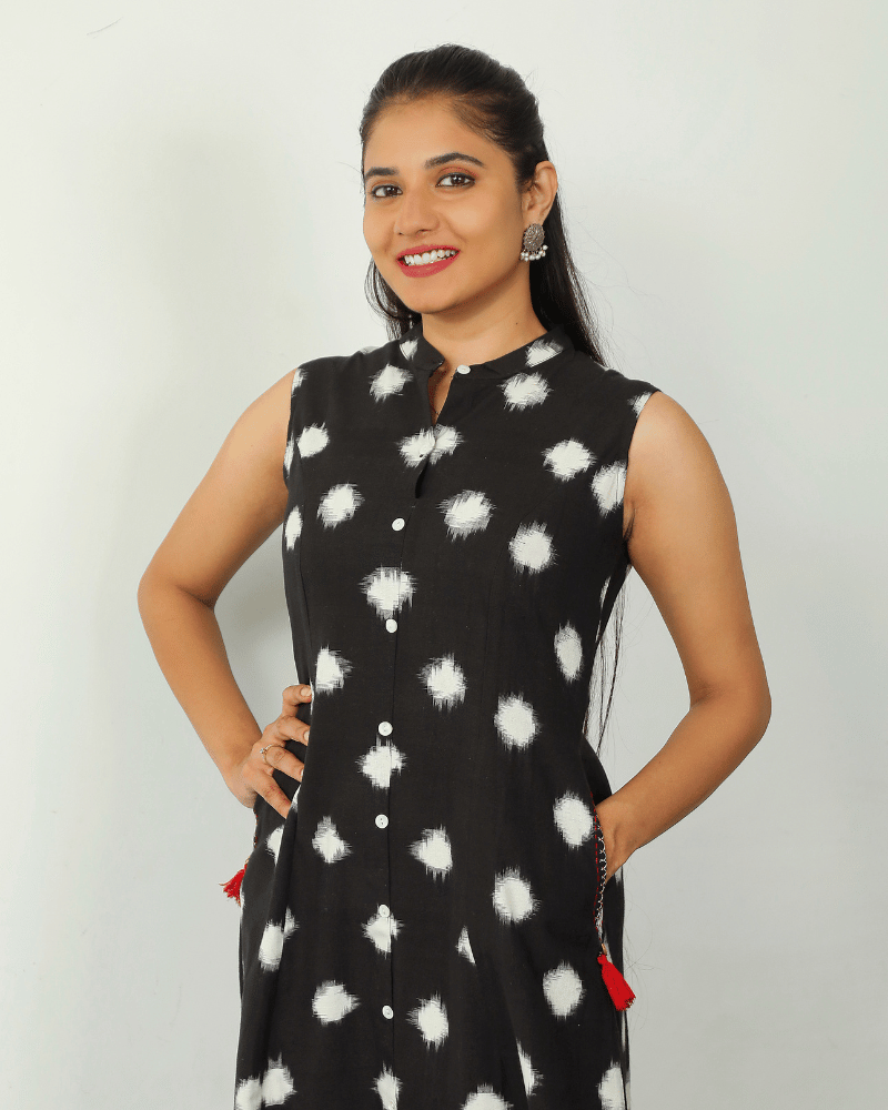 Black & white ikat dress
