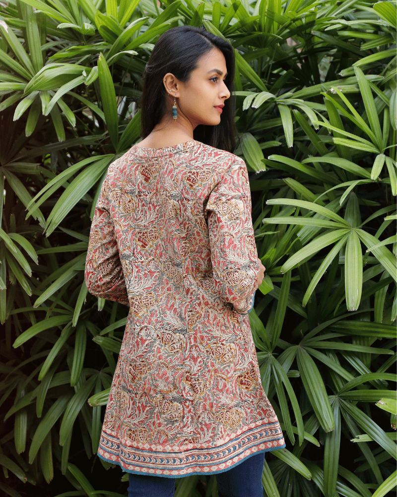 pink kalamkari short tunic - back