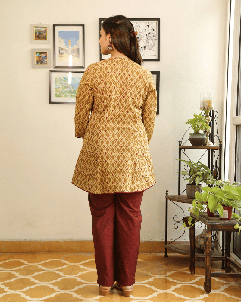 Yellow Kalamkari Short Tunic - Back