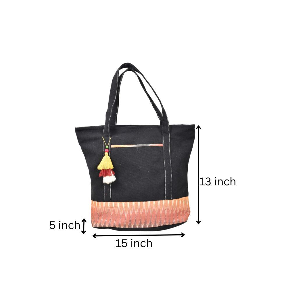 canvas tote bags with ikat cotton - dimensions