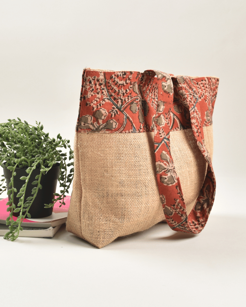 Rust kalamkari tambulam bag - side