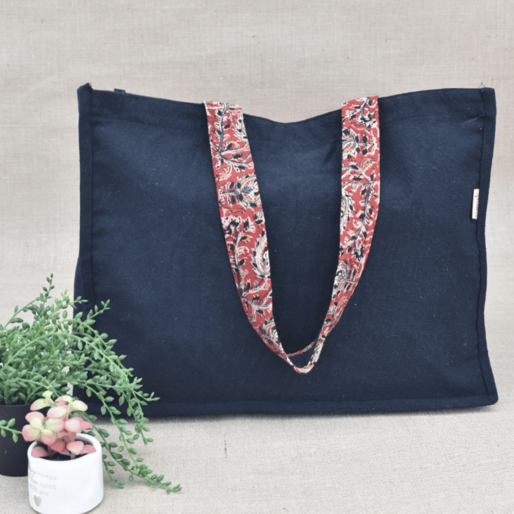 Black strong canvas shopping bag - front