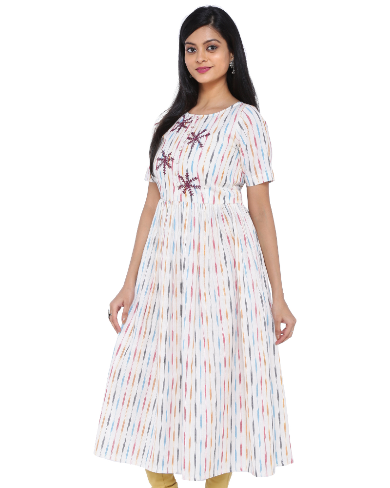 Multicolour midi for women in pochampally cotton