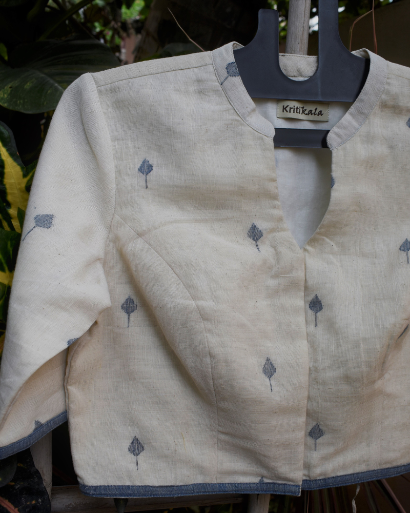 Mandarin collar embroidered blouse - front