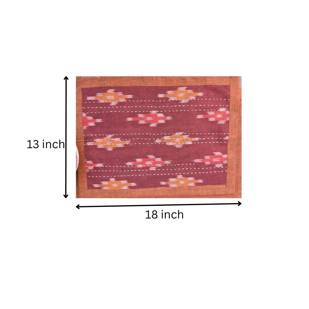 Maroon ikat table mat set