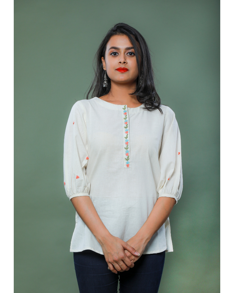 Off-white embroidery tunic - front