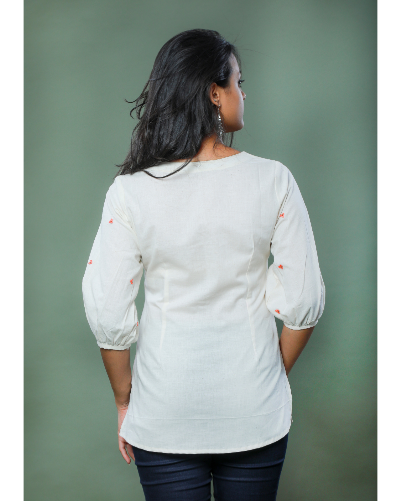 Off white embroidery tunic - back