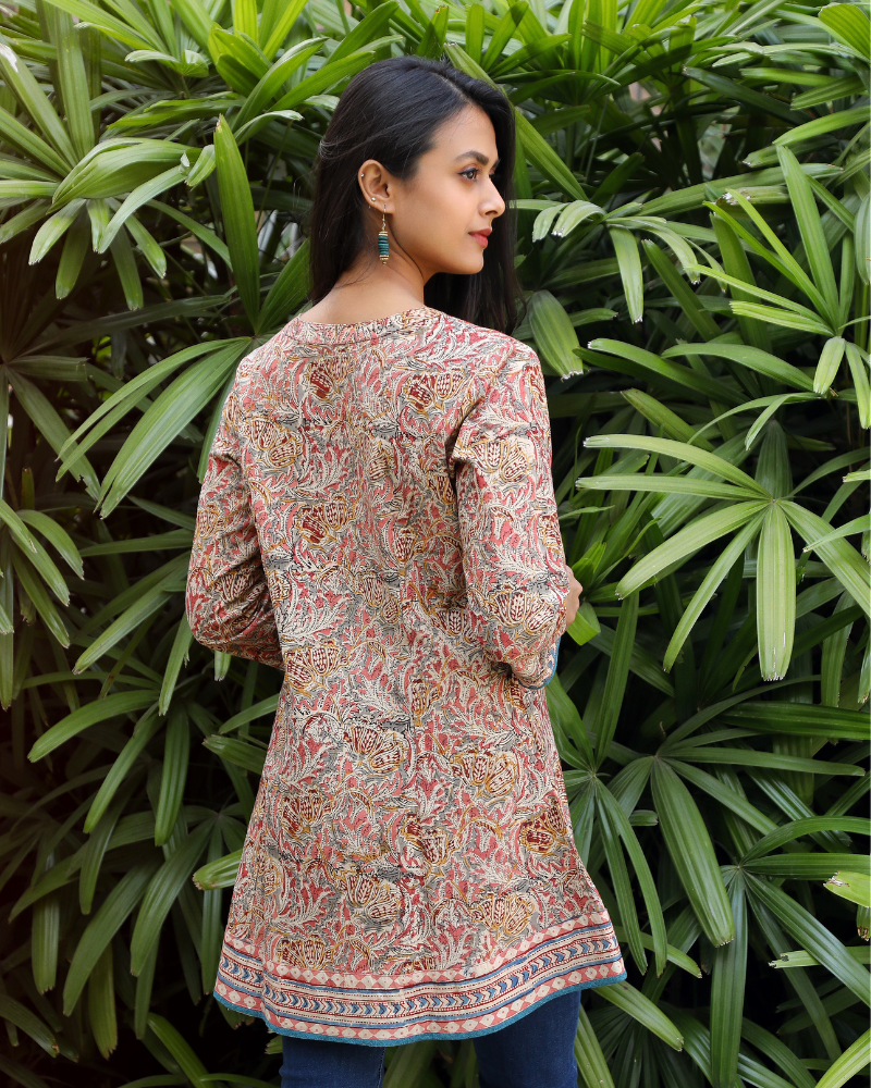 PINK KALAMKARI SHORT TUNIC