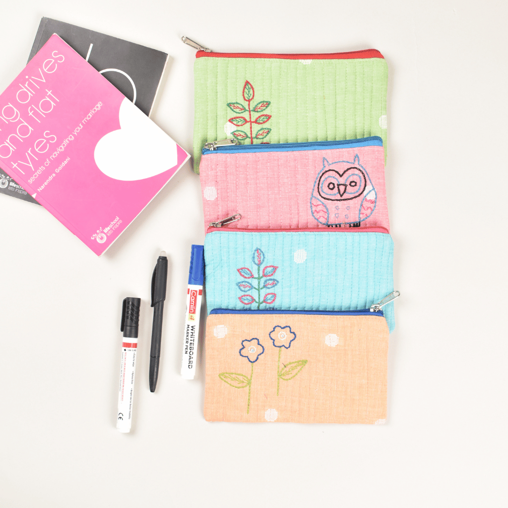 Hand Embroidered Pencil Pouch