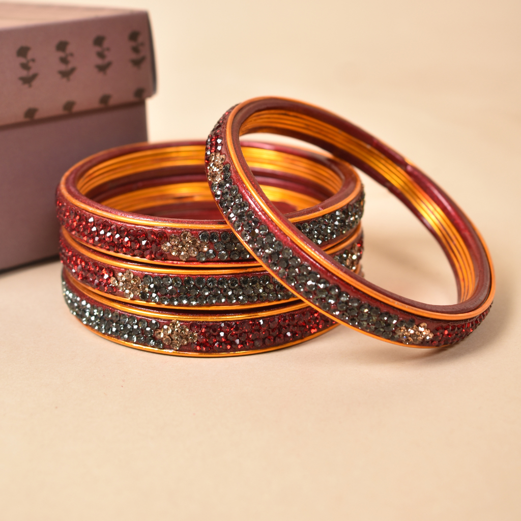 Pair of festive bangles in red and black tones