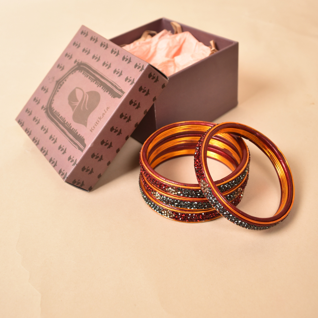 Pair of festive bangles in red and black tones