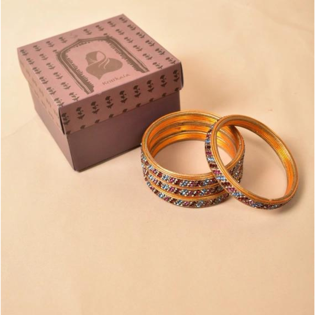 Pair of lac bangles in multicolour tones