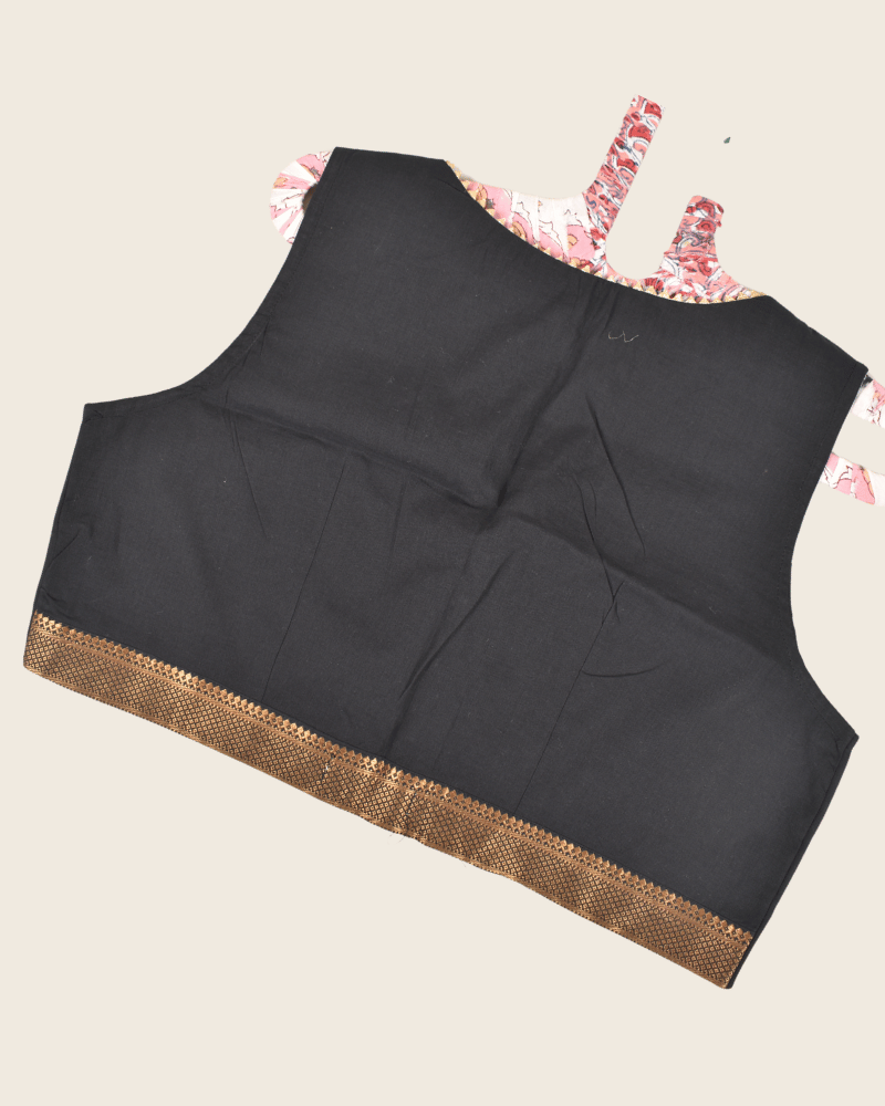 Sleeveless Black Blouse with Zari Border