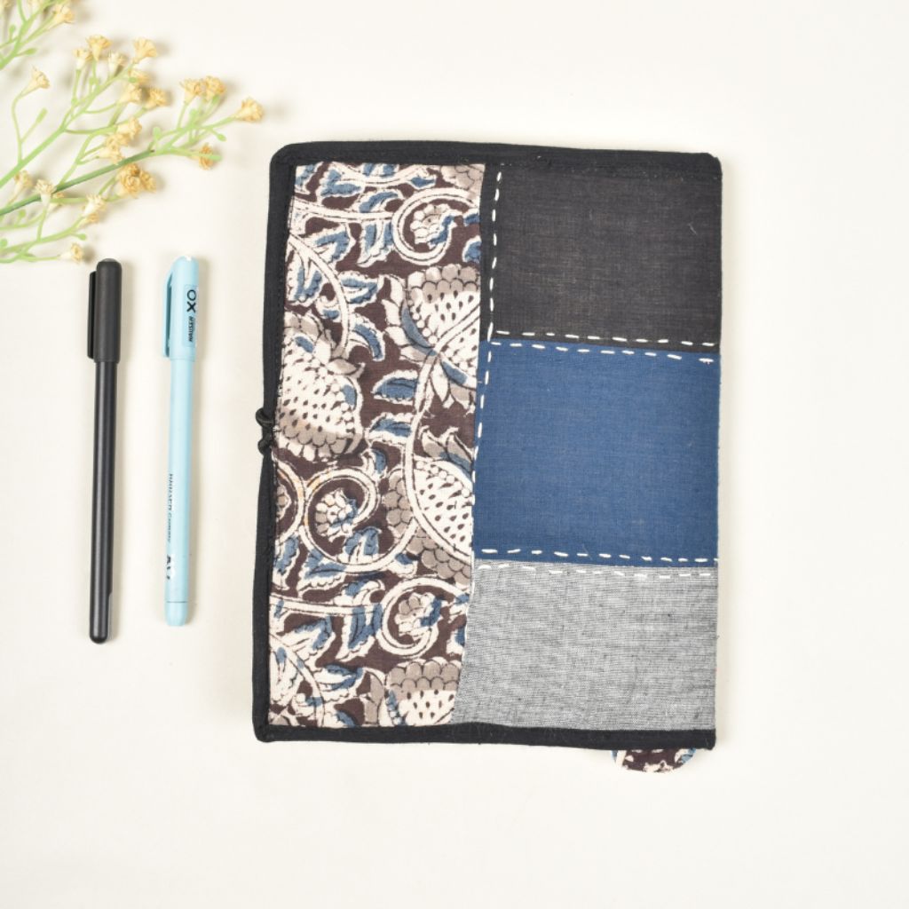 Reusable sleeve with handmade paper diary in blue