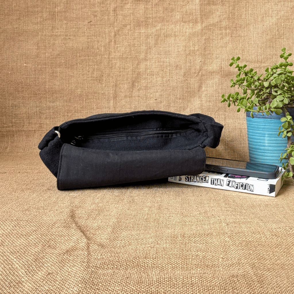 Maroon and Green Embroidery Sling Bag - zip