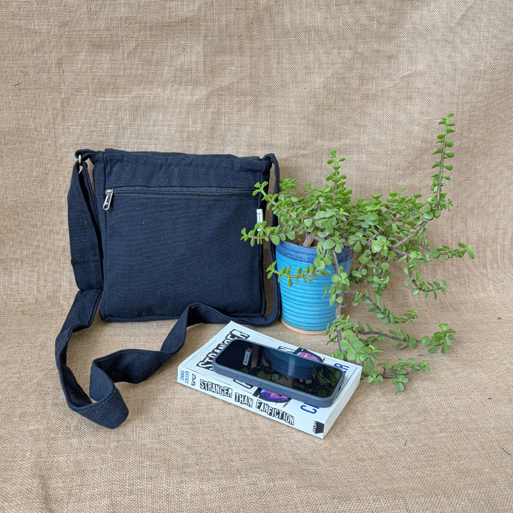 Maroon and Green Embroidery Sling Bag - back