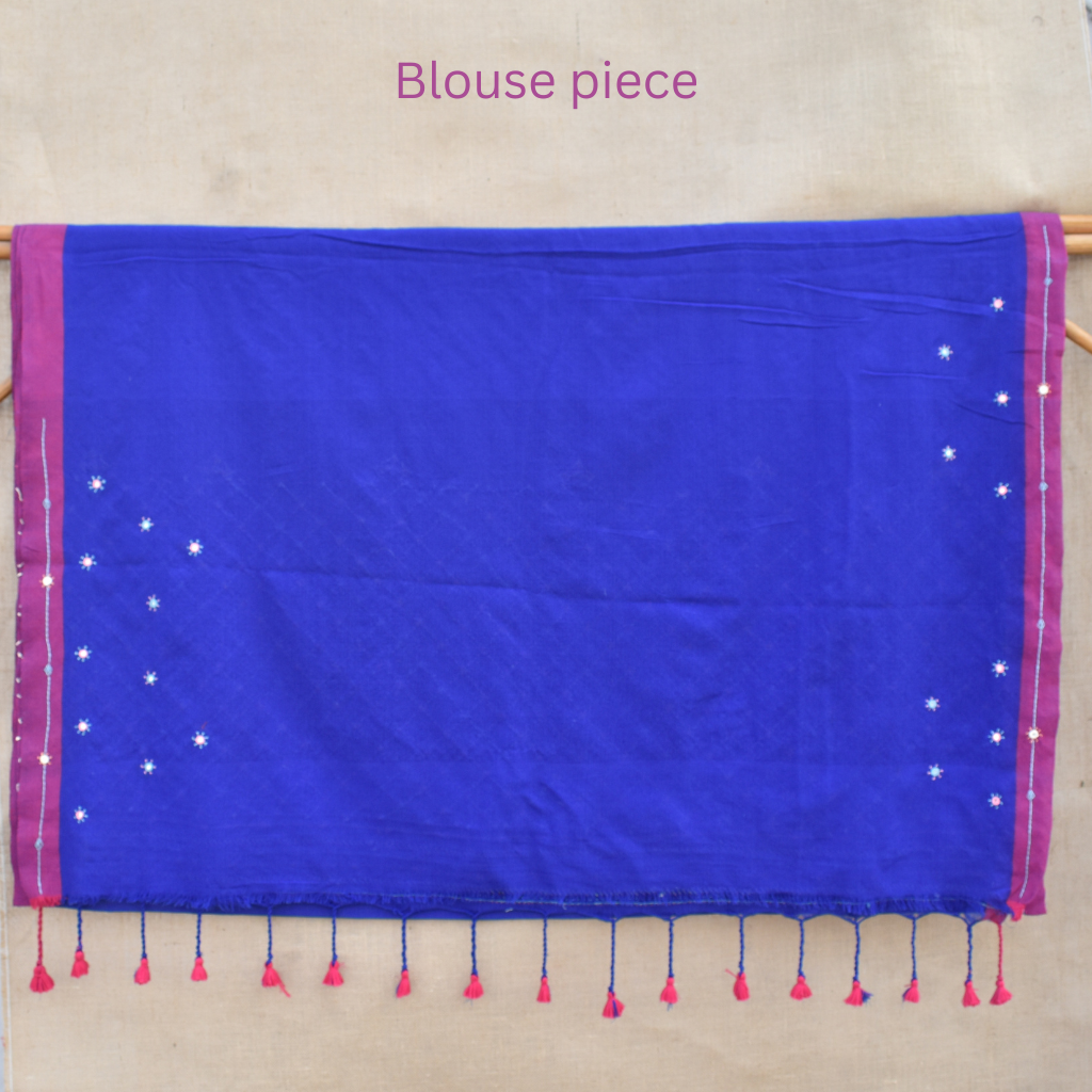 Blue hand embroidered handloom saree