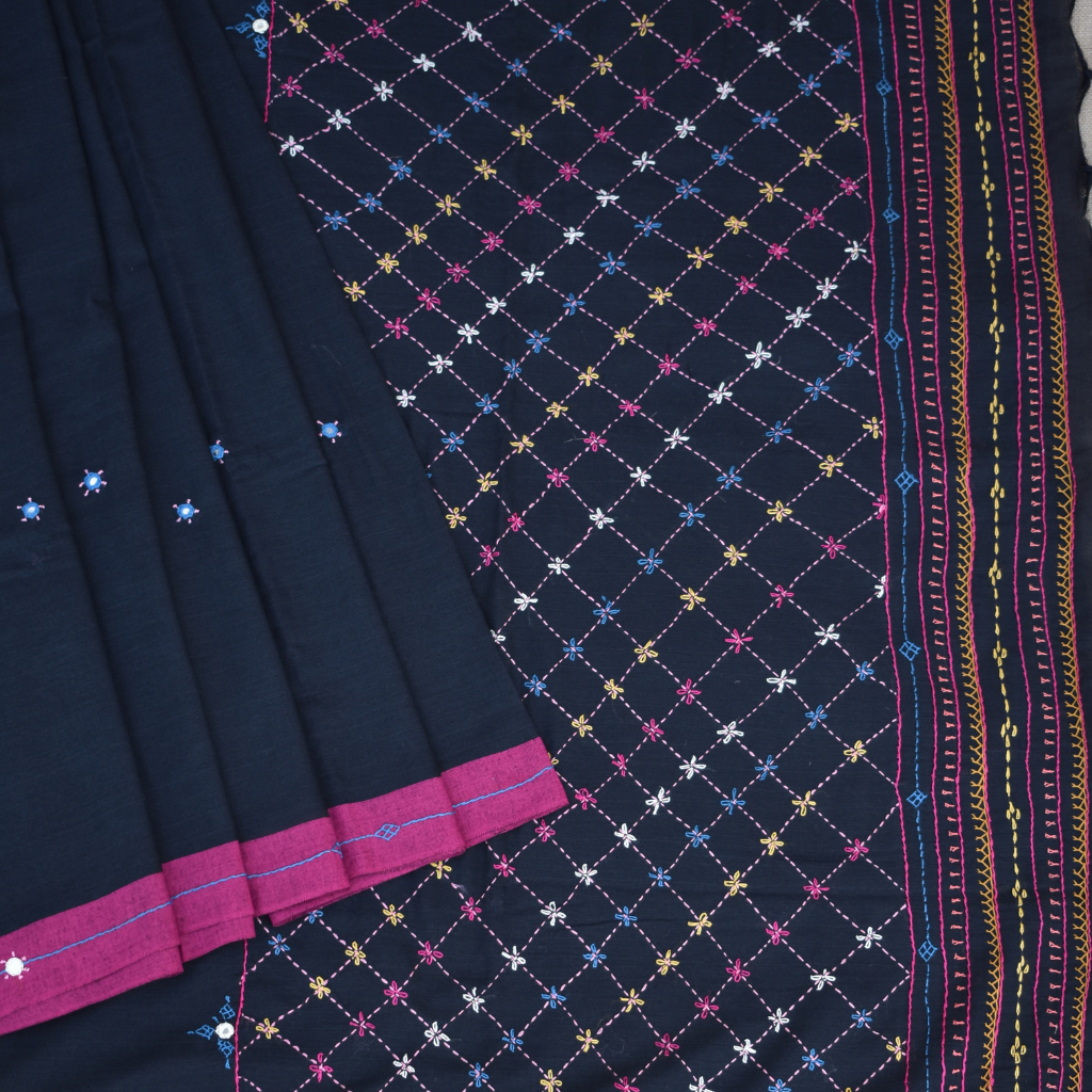 Black Embroidery Handloom Saree