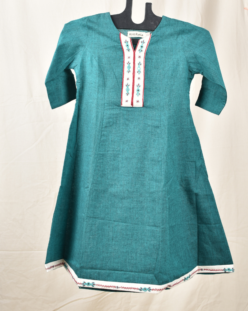 Sea Green A-Line Kurta For Girls