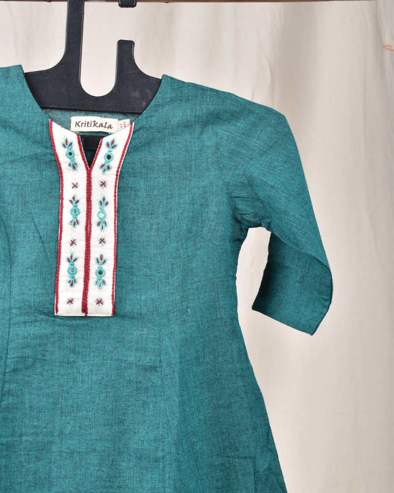 Sea Green A-Line Kurta For Girls