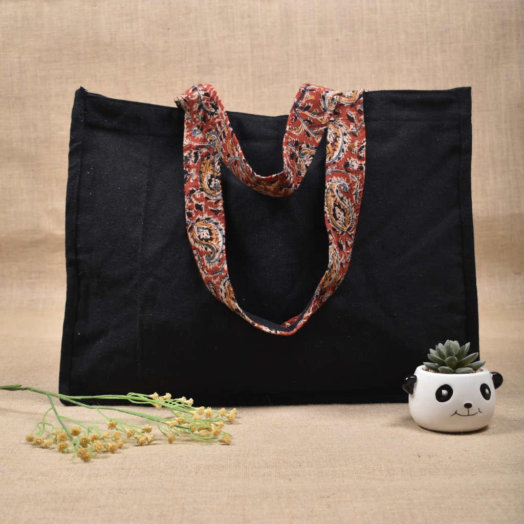 Strong Black canvas shopping bag