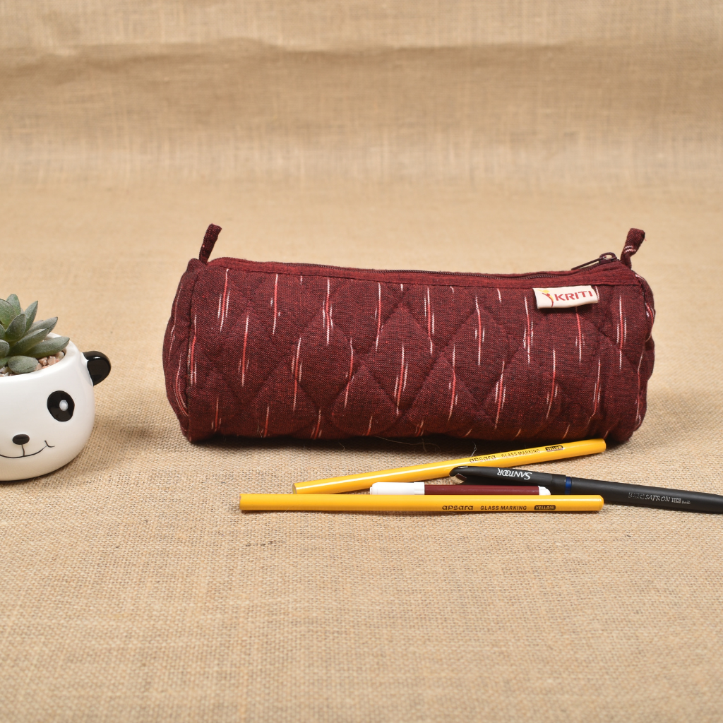 Quilted round base pencil pouches - gift set