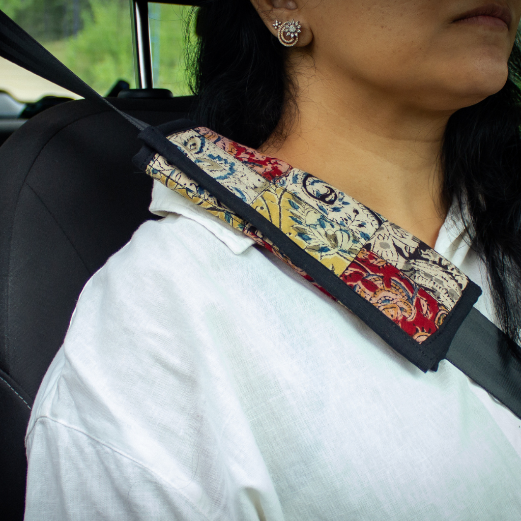 Fridge door handle cover or car seat belt shoulder pad in black cotton - belt
