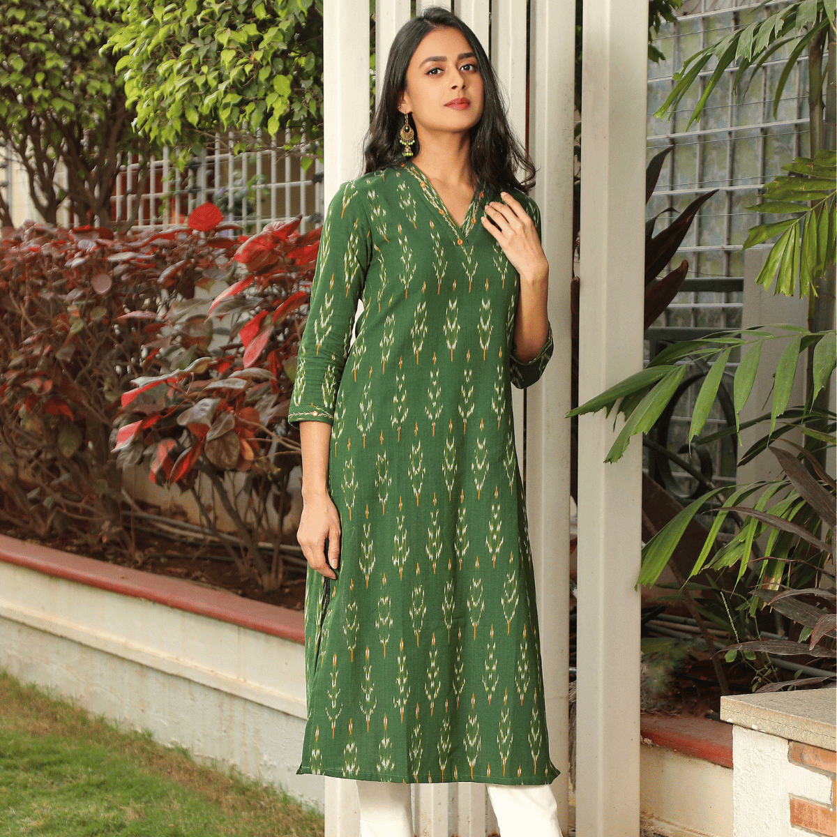 Green ikat women Kurta