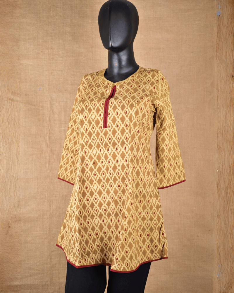 Yellow Kalamkari Short Tunic