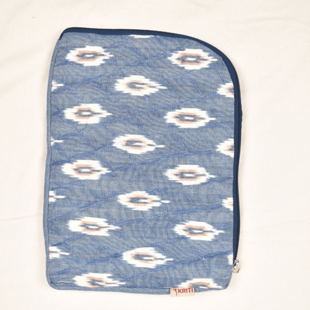 Blue easy slip quilted 13" laptop sleeve - back