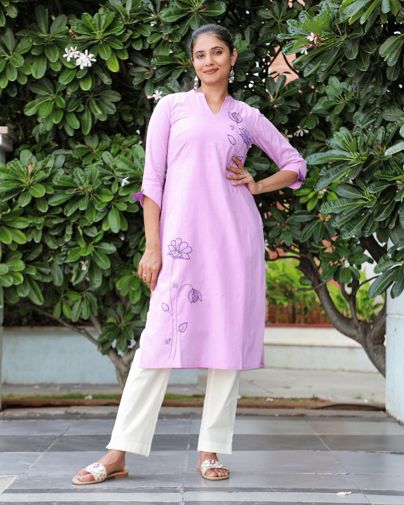 Purple Handloom Kurta