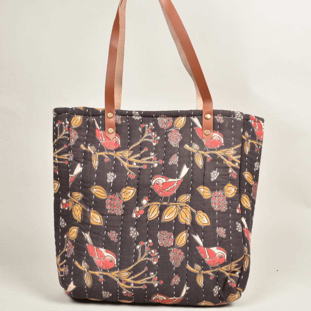 Black Tapti Hand Quilted Large Tote Bag