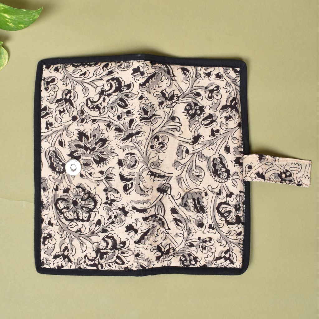 Black kalamkari ladies wallet - back