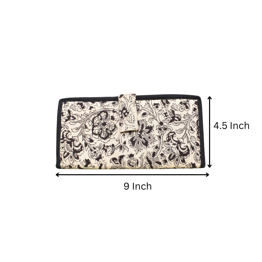 Black kalamkari ladies wallet - dimensions