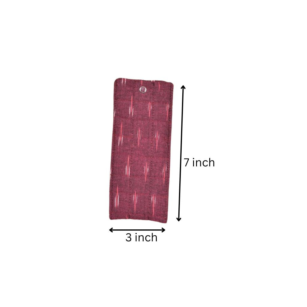Maroon ikat reading glass pouch - dimensions