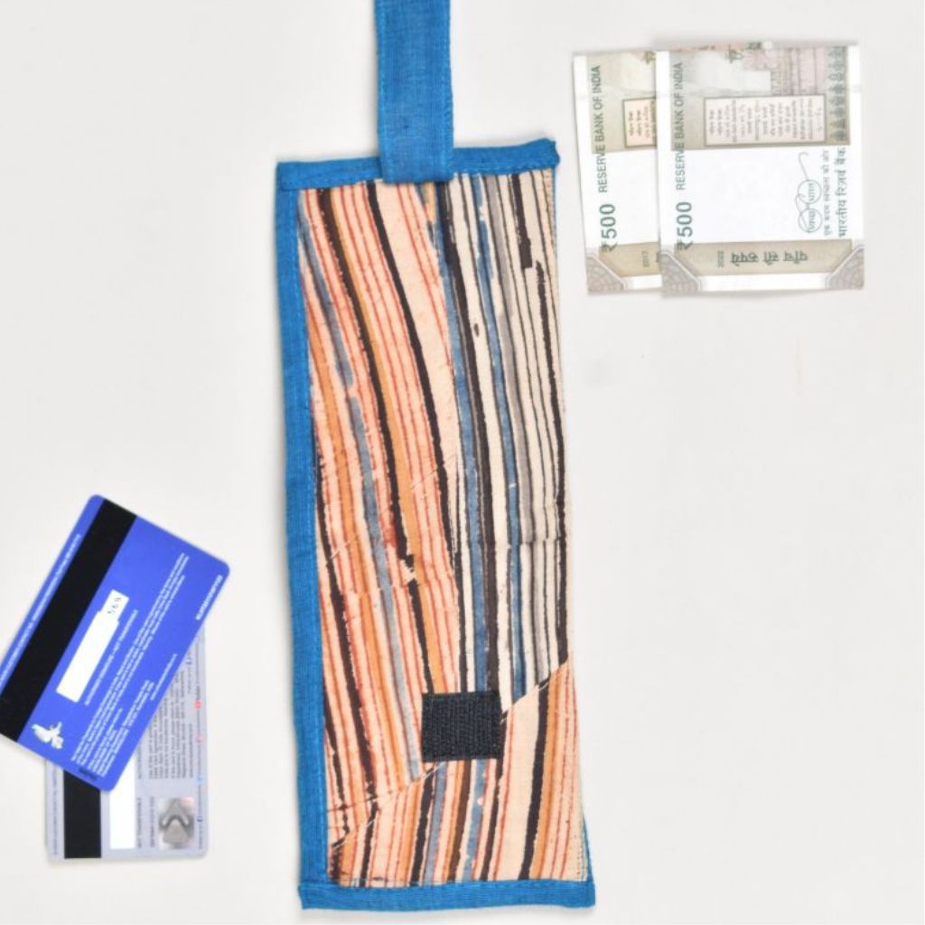 Blue unisex vegan wallet - back