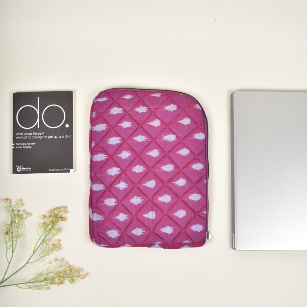 Pure cotton eco friendly quilted 12" laptop sleeve