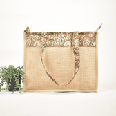Classic Jute Bag With a Green Kalamkari Design