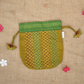 Handmade Yellow Mangalagiri cotton potli with tassels